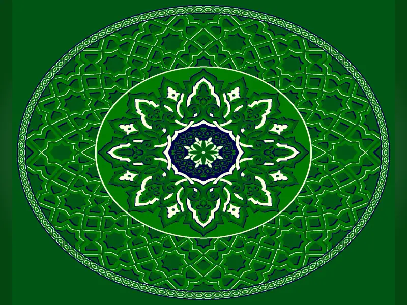 Oval Celestial Medallion – Eight-Point Star & Arabesque Lattice — Green
