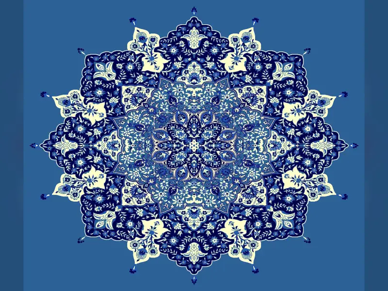 Stellar Rosette Medallion — Eight-Point Floral Arabesque — Blue