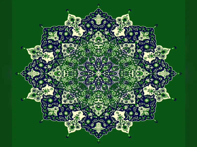 Stellar Rosette Medallion — Eight-Point Floral Arabesque — Green