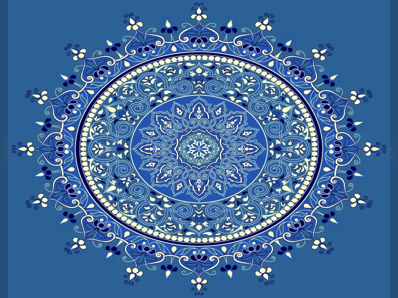 Celestial Rumi Medallion — Layered Arabesque Star Roundel — Blue