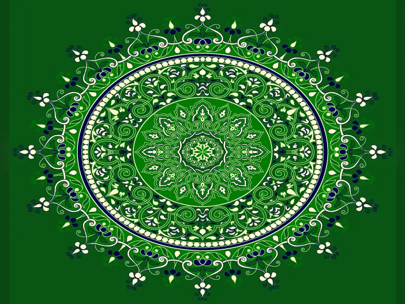 Celestial Rumi Medallion — Layered Arabesque Star Roundel — Green