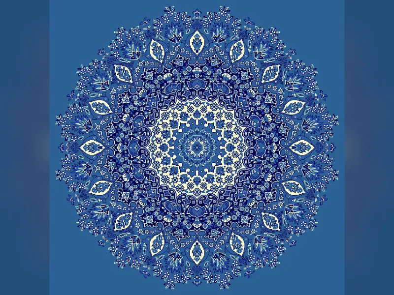 Celestial Rosette — Layered Medallion with Botanical Crown — Blue