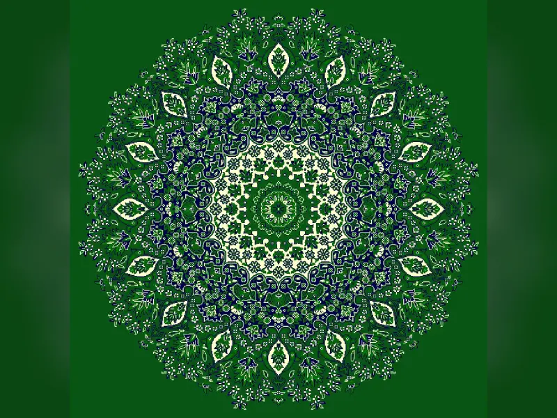 Celestial Rosette — Layered Medallion with Botanical Crown — Green
