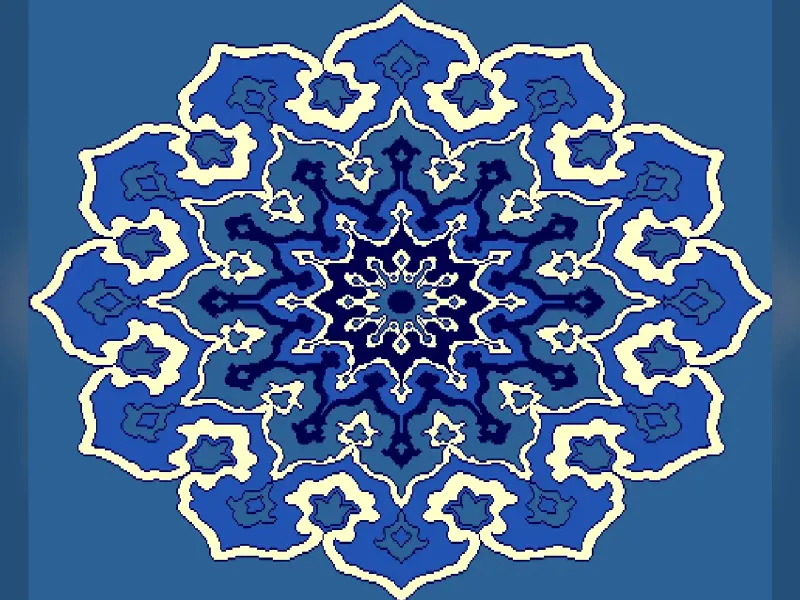 Stellar Rosette Medallion — Eight-Pointed Floral Sunburst — Blue