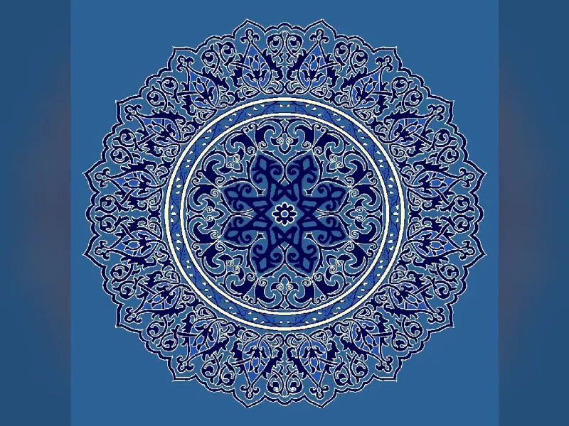 Selçuk Rosette — Layered Arabesque Center-Medallion — Blue