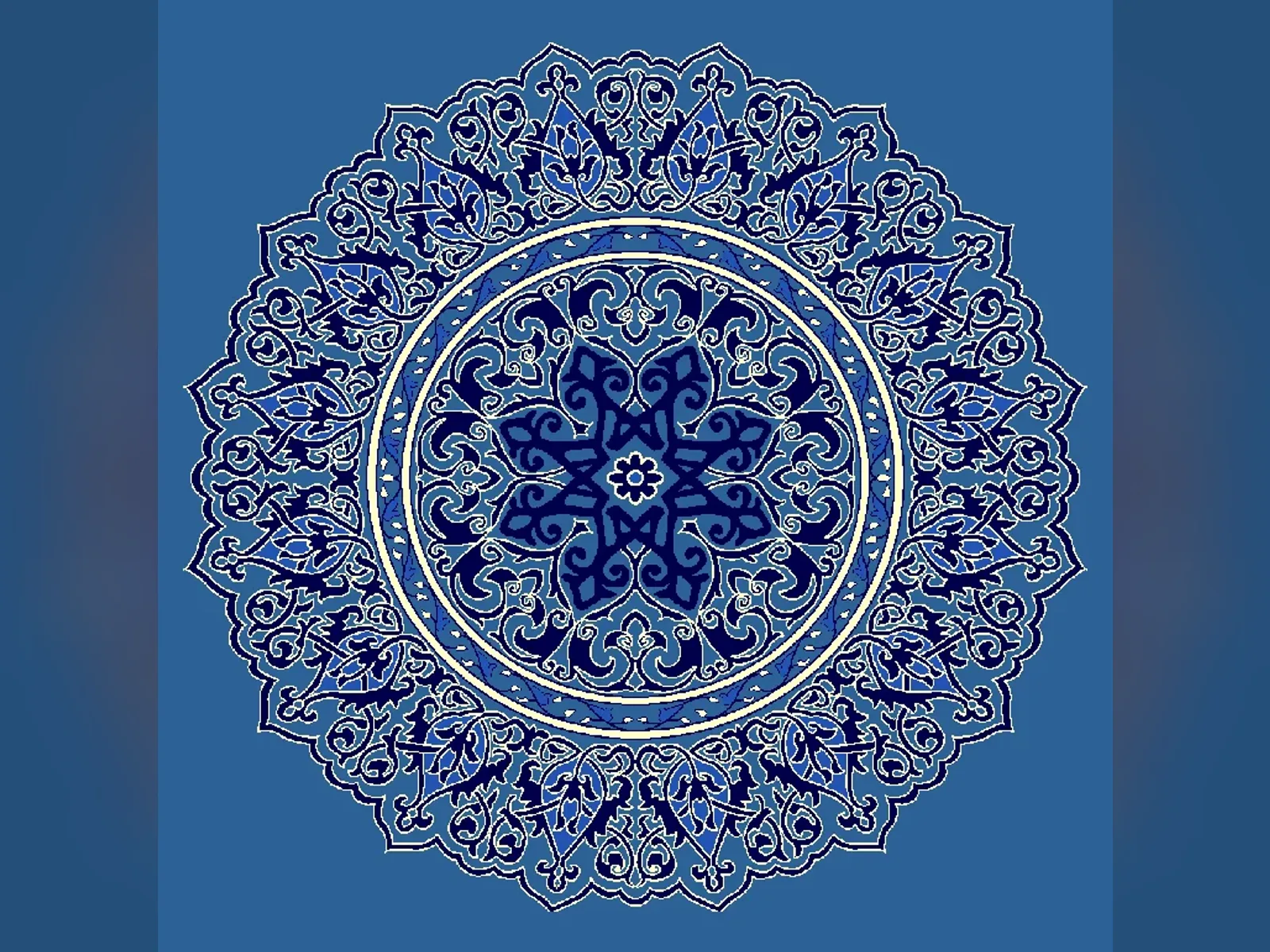 Selçuk Rosette — Layered Arabesque Center-Medallion — Blue