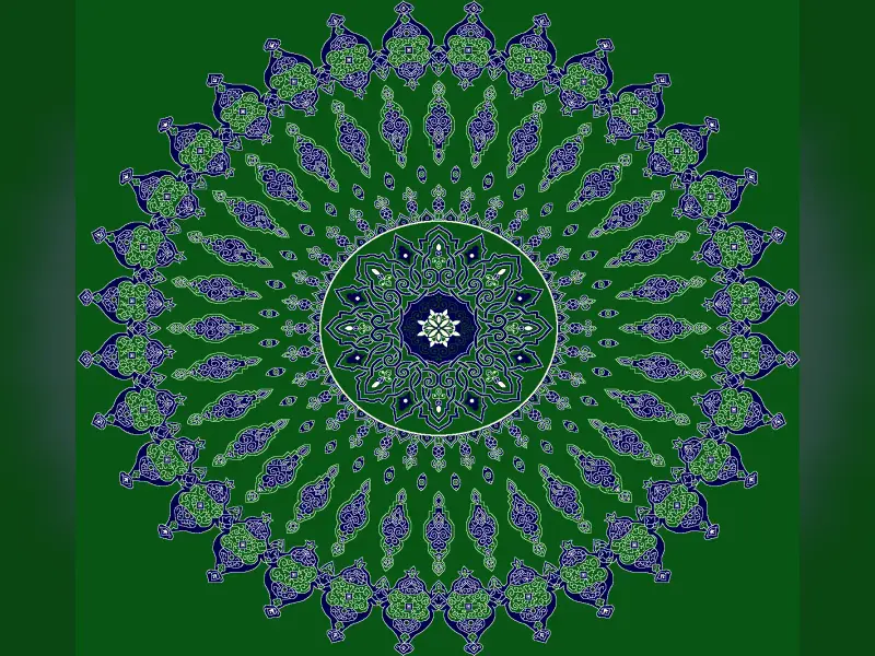 Radiant Rumi Medallion — 32-Point Arabesque Sunburst — Green