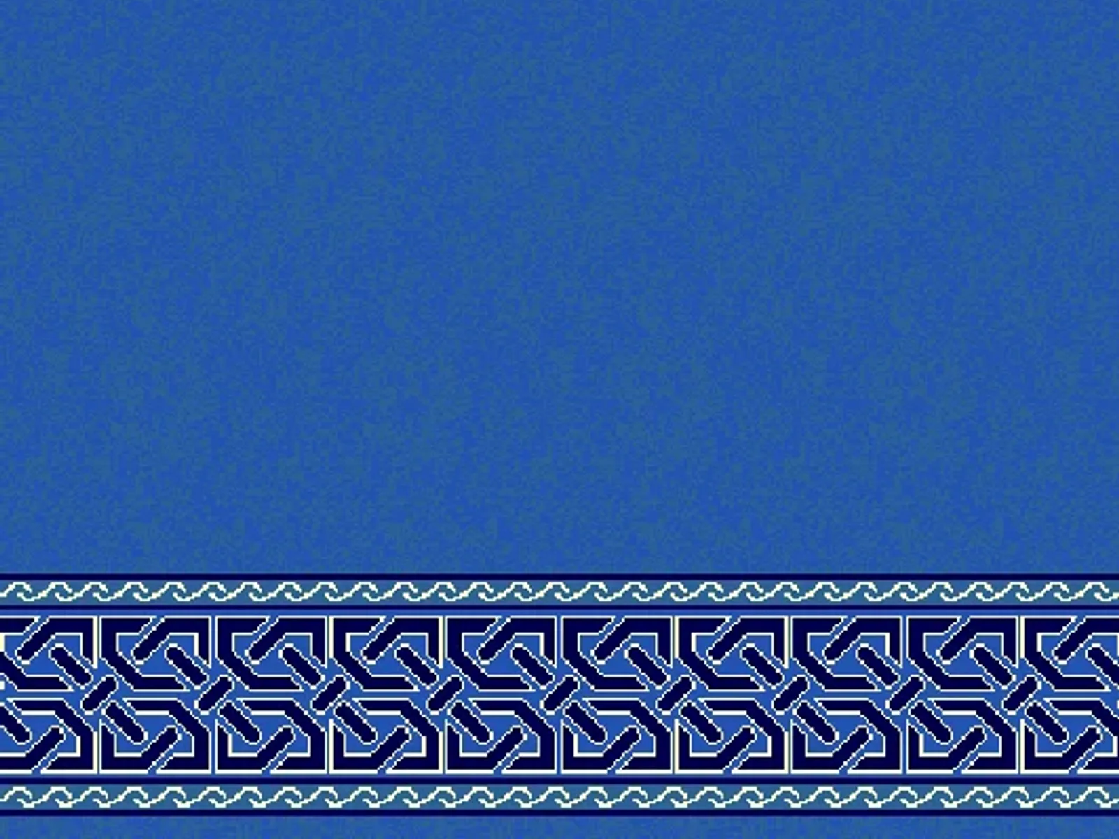 Plain Field with Interlaced Geometric Strip Border — Blue