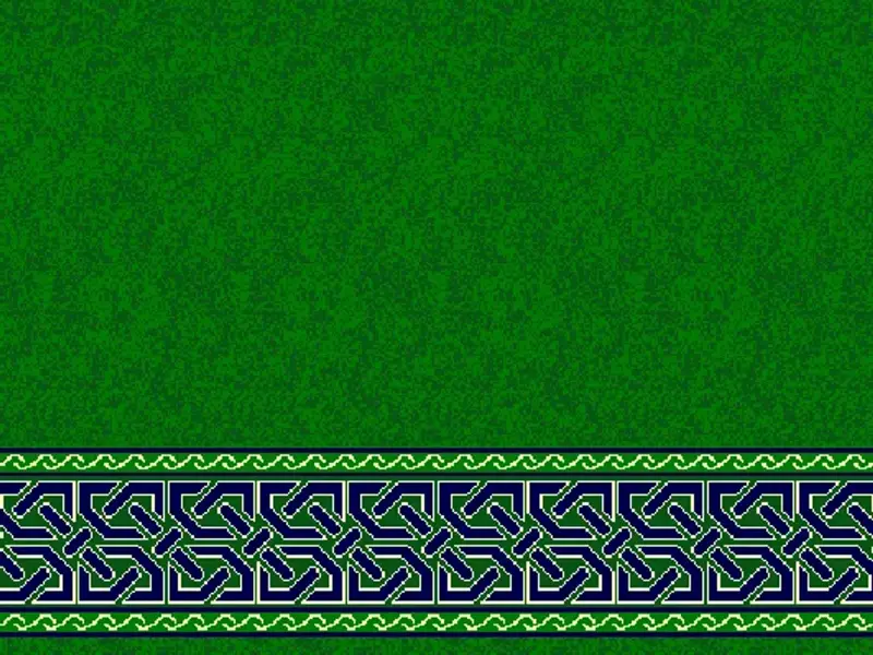 Plain Field with Interlaced Geometric Strip Border — Green