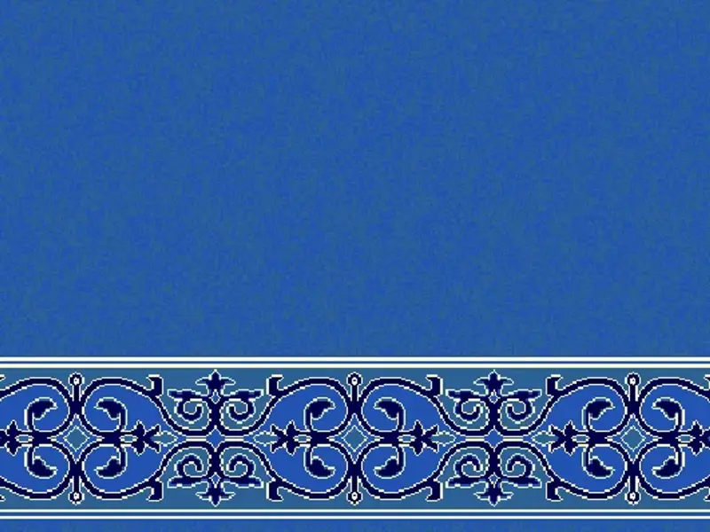 Rumi Scroll Border — Plain-Field Saff Strip — Blue
