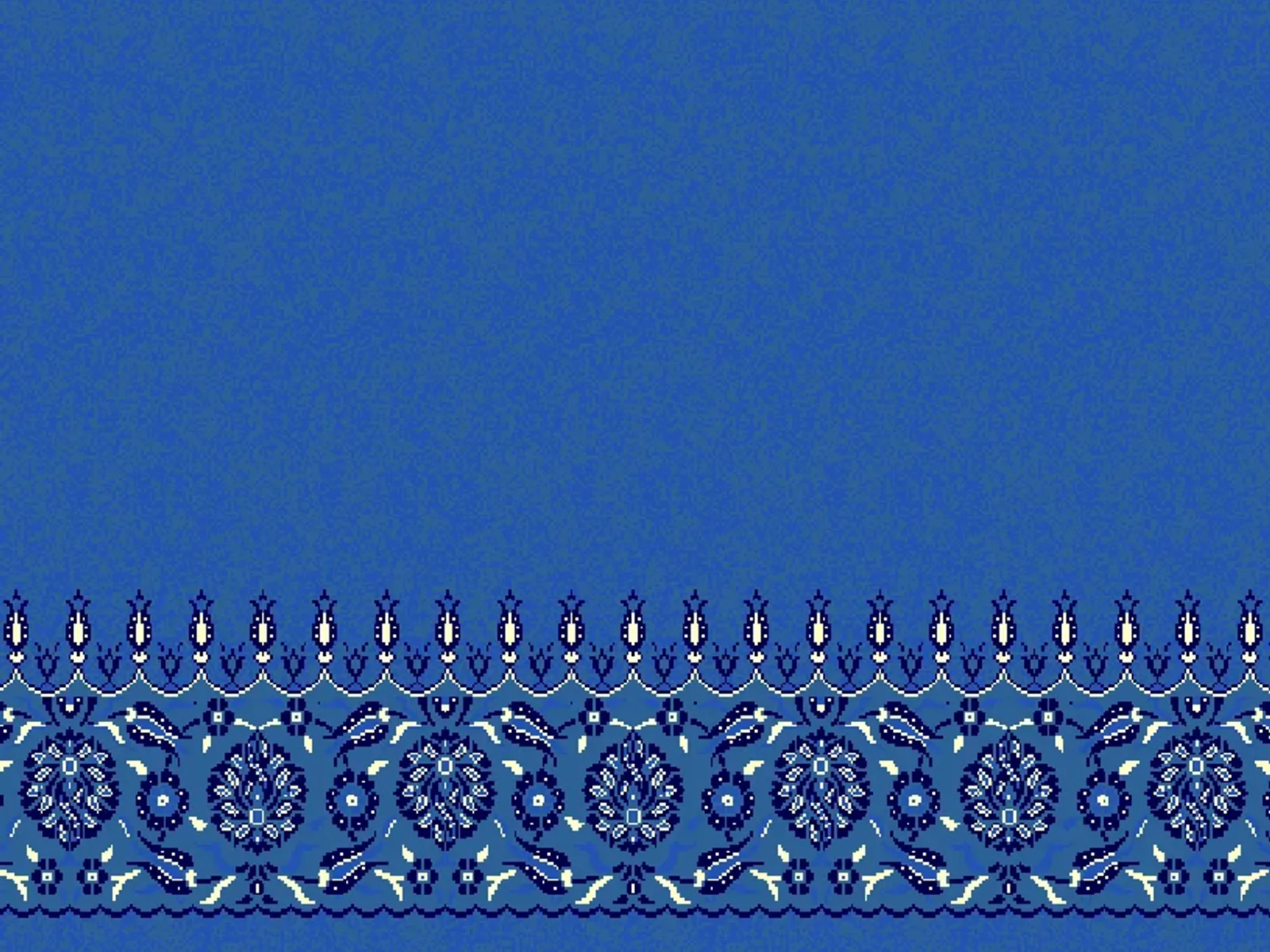 Serene Field with Ornate Floral Border Strip — Line-Strip — Blue