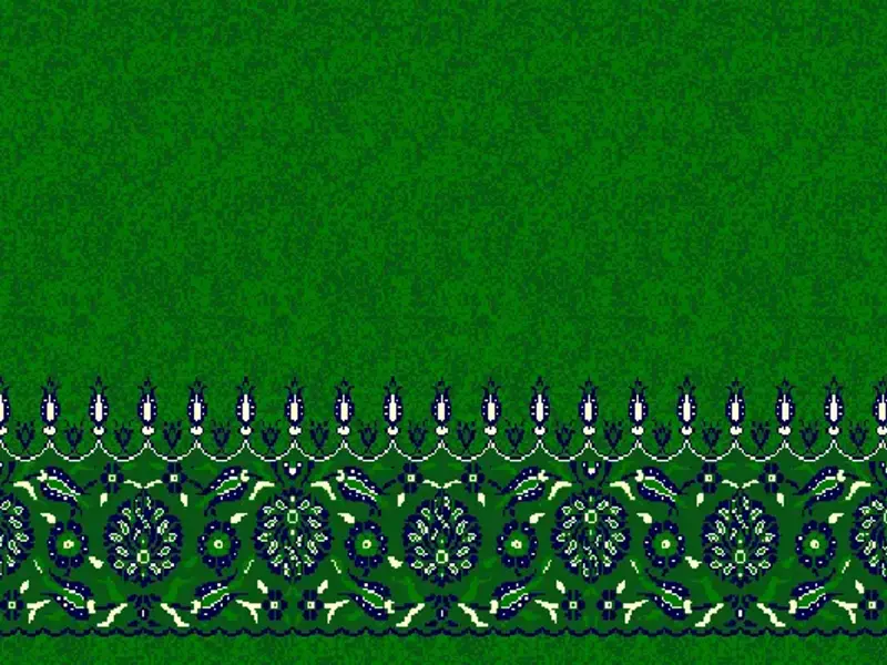 Serene Field with Ornate Floral Border Strip — Line-Strip — Green