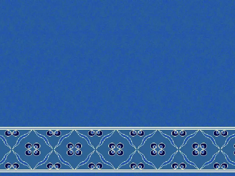Ogee Medallion Strip — Interlocking Arc Border on Plain Field — Blue
