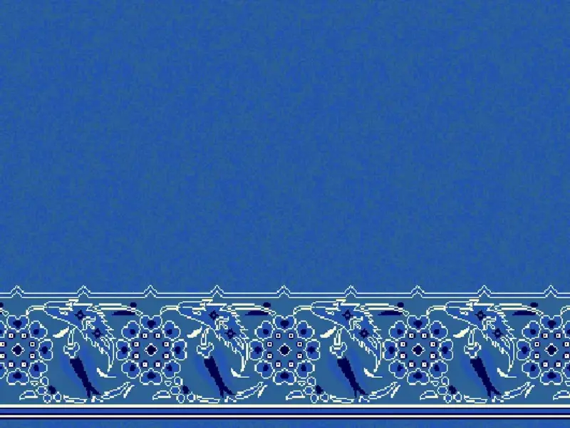 Serene Plain Field with Ornate Floral Strip Border — Blue