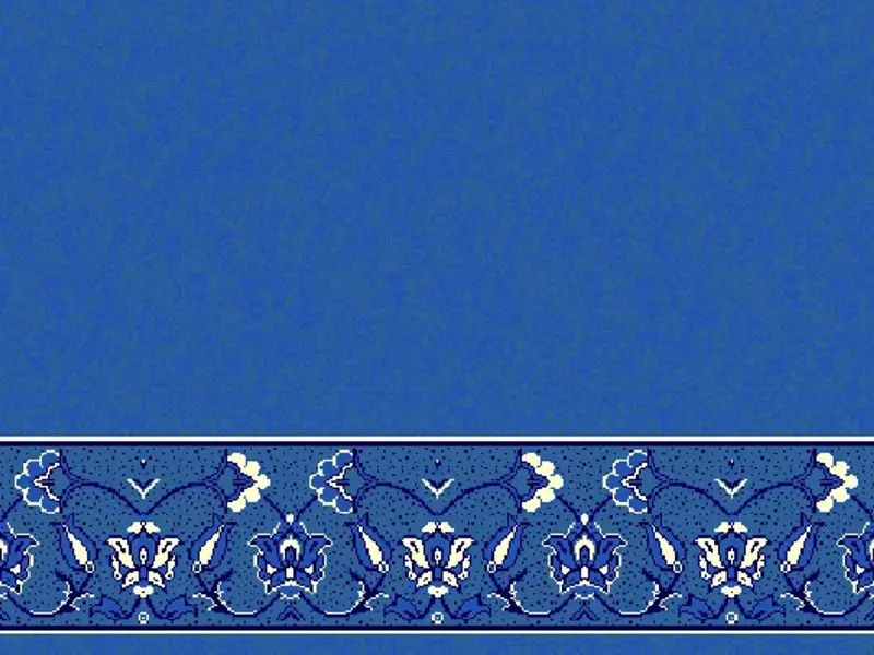 Serene Plain Field with Classic Floral Border Strip — Blue