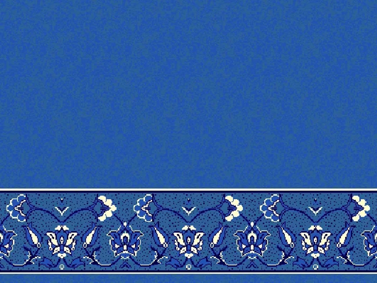 Serene Plain Field with Classic Floral Border Strip — Blue