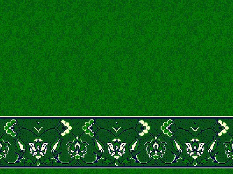 Serene Plain Field with Classic Floral Border Strip — Green