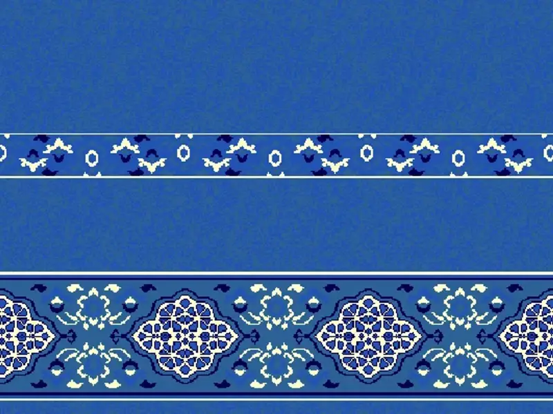 Dual-Band Floral Saff Strip — Classic Ottoman Border Repeat — Blue