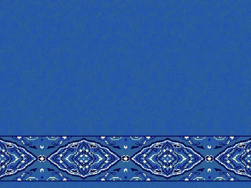 Plain Field with Ornate Medallion-Diamond Border Strip — Blue