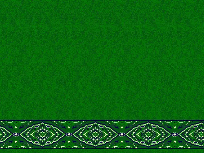 Plain Field with Ornate Medallion-Diamond Border Strip — Green