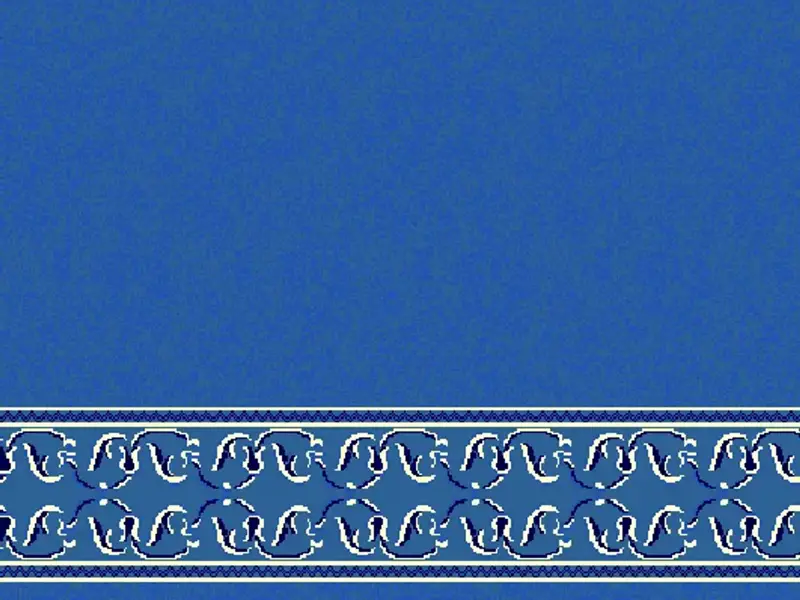 Flowing Arabesque Strip — Saff Plain Field with Ornamental Border Band — Blue