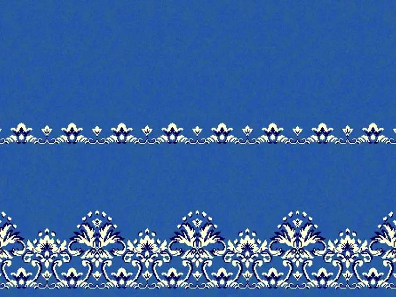 Floral Saff Strip — Layered Botanical Band Repeat — Blue