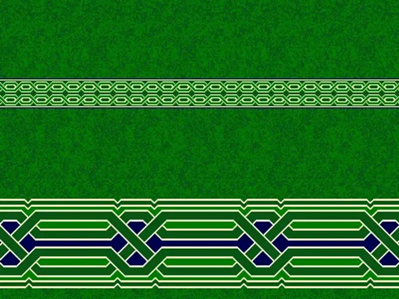 Interlaced Chain & Braid Band Mosque Carpet – Line-Strip Series — Green