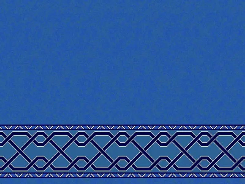 Interlocking Lattice Strip — Clean-Field Saff Carpet — Blue