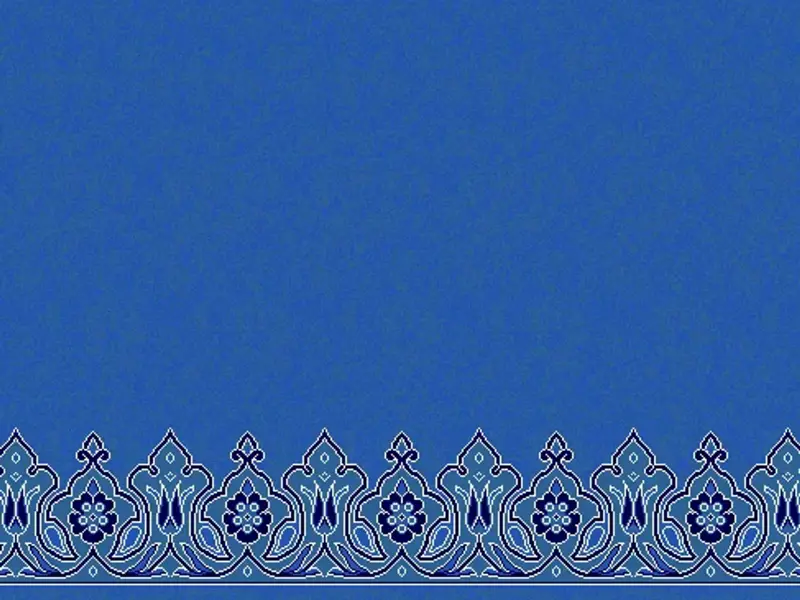 Floral Arch Border Strip — Saff Field with Ornamental Frieze — Blue