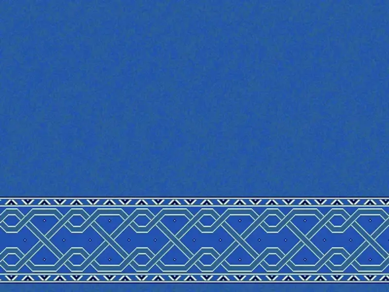 Plain Field with Interlocking Geometric Border Strip — Blue