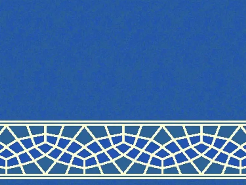 Geometric Lattice Border Strip — Clean Field Mosque Carpet — Blue