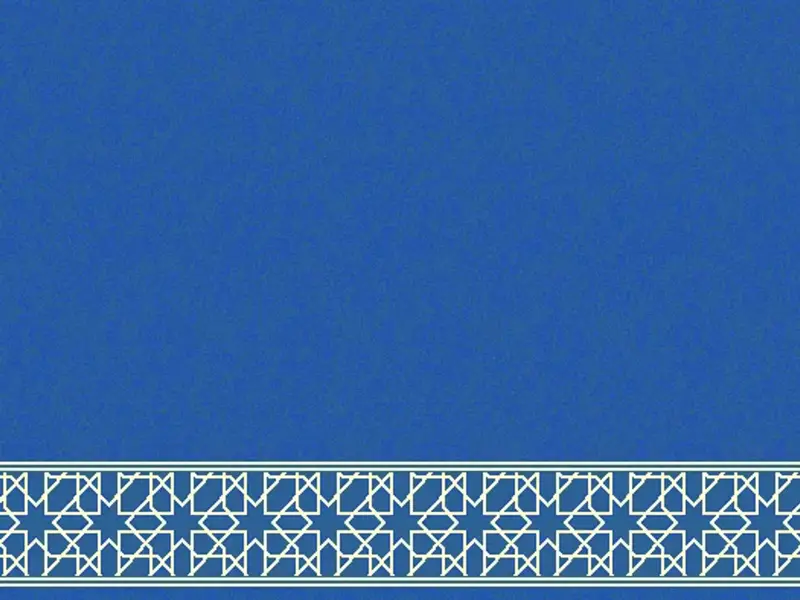 Andalus Line-Strip — Plain Field with Geometric Star-Lattice Border — Blue