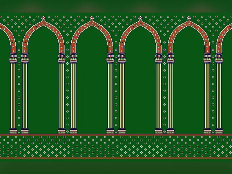 Saf Arcade — Pointed-Arch Colonnade Prayer Row Design — Green