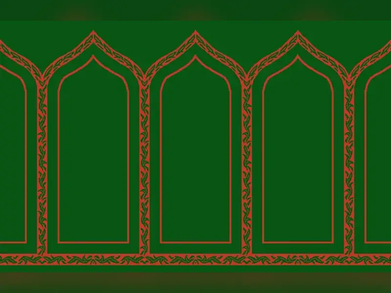 Saf Pointed-Arch Prayer Row – Braided Border Mihrab Design — Green